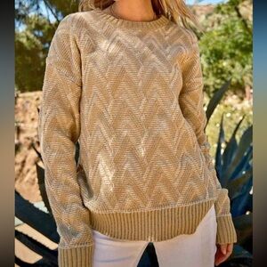 NWT! Chevron Knit Beige Sweater